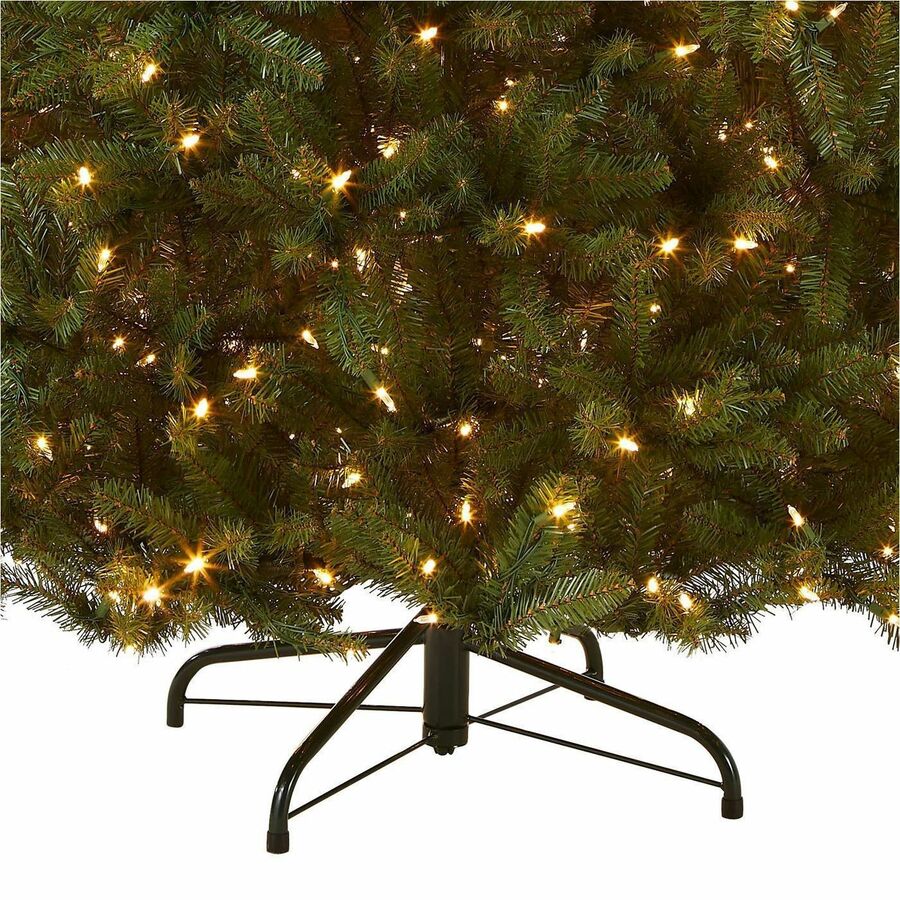 National Tree Dunhill Fir Christmas Tree, Green, 7.5 ft, Dual Color LED Lights, Hinged Branches, Includes Metal Stand, 1 Each