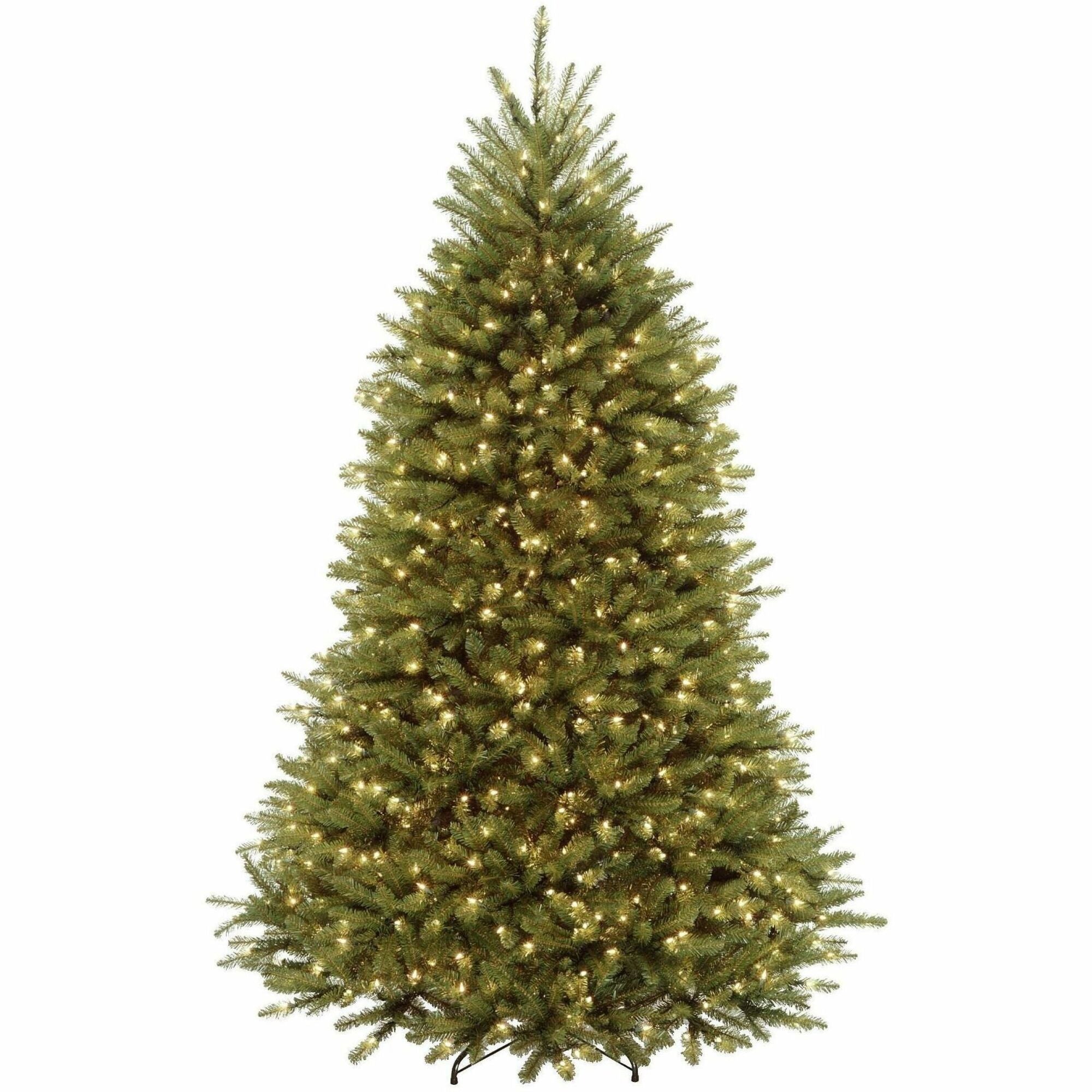 National Tree Dunhill Fir Christmas Tree, Green, 7.5 ft, Dual Color LED Lights, Hinged Branches, Includes Metal Stand, 1 Each