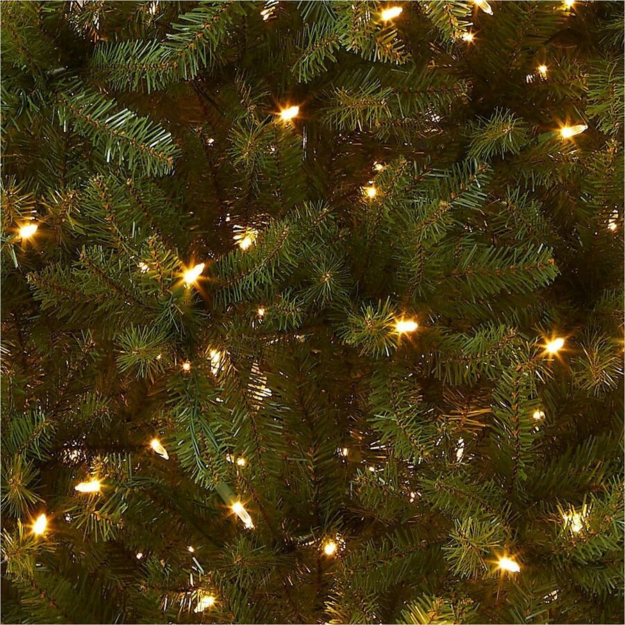 National Tree Dunhill Fir Christmas Tree, Green, 7.5 ft, Dual Color LED Lights, Hinged Branches, Includes Metal Stand, 1 Each