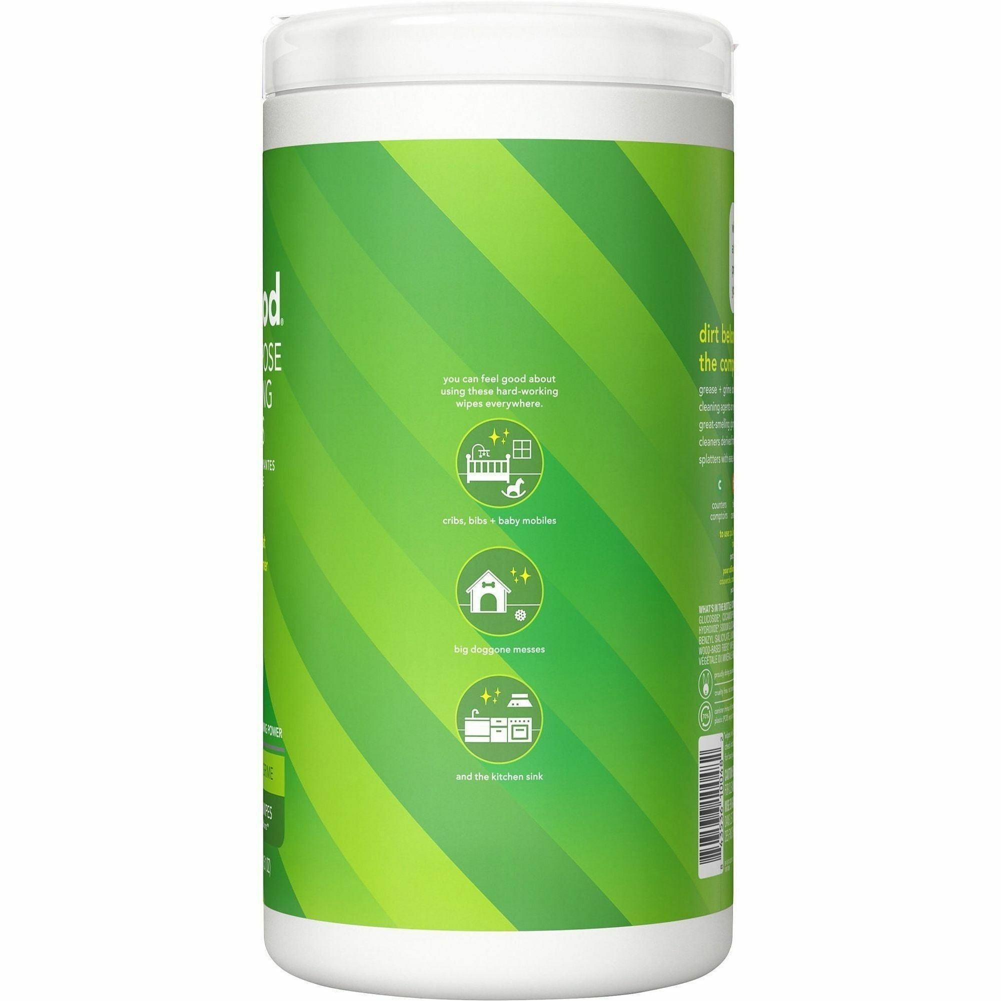 Method All-purpose Cleaning Wipes, Lime + Seasalt Scent, Green, 70 Wipes per Tub, 1 Tub