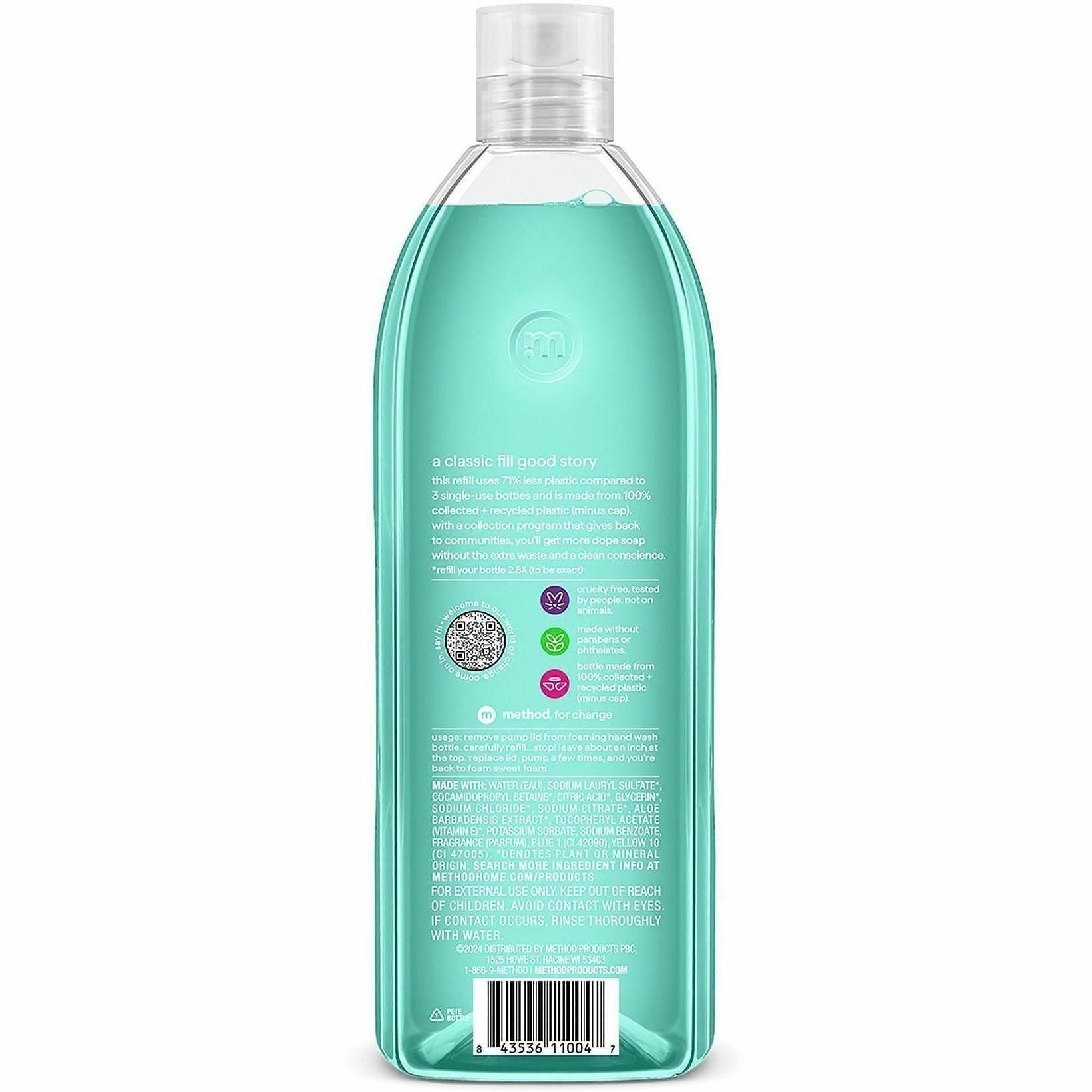 Method Waterfall Foaming Hand Wash Refill, Waterfall Scent, 28 fl oz, Blue, Cruelty-free, Paraben-free, Phthalate-free, 1 Each