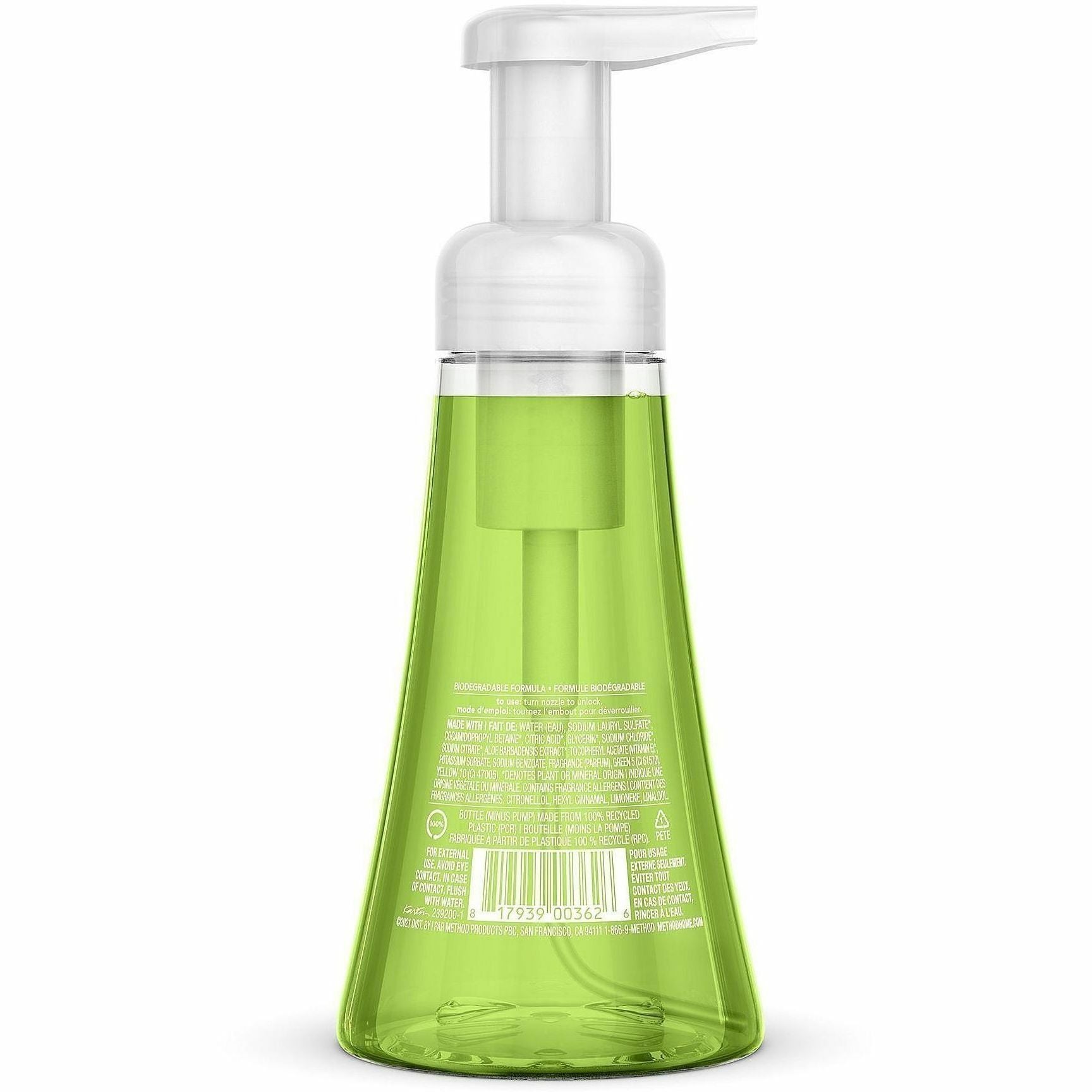 Method Green Tea + Aloe Foaming Hand Wash, Green Tea + Aloe Scent, 10 fl oz Bottle, Green, Cruelty-free, Paraben-free, Phthalate-free, 1 Each