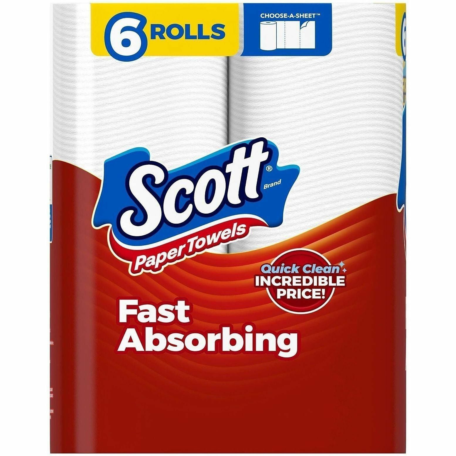 Scott Choose-A-Sheet Paper Towels, 62 Sheets per Roll, White, 6 Pack