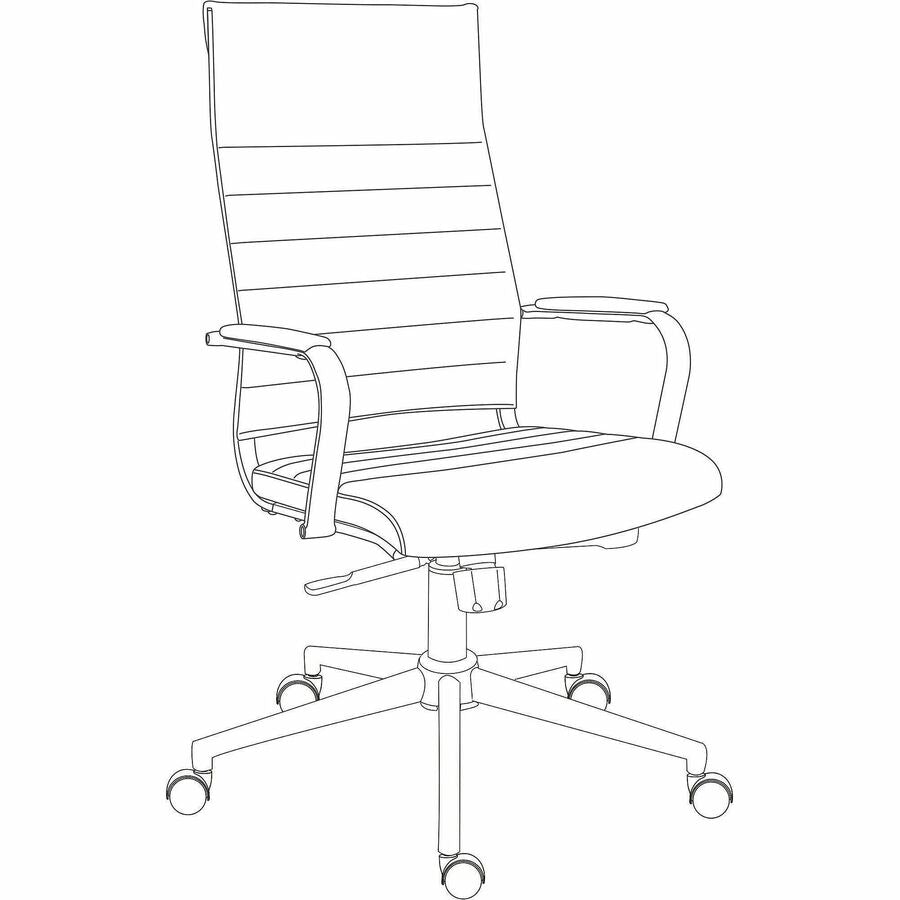 Chrome Frame Material - High Back - Black - Leather, Chrome - Armrest - 1 Each