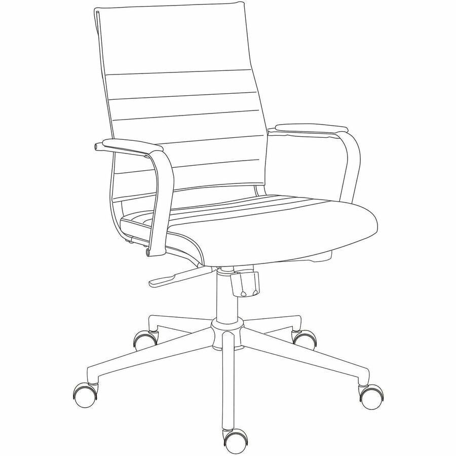 Chrome Frame Material - Mid Back - Black - Leather, Chrome - Armrest - 1 Each