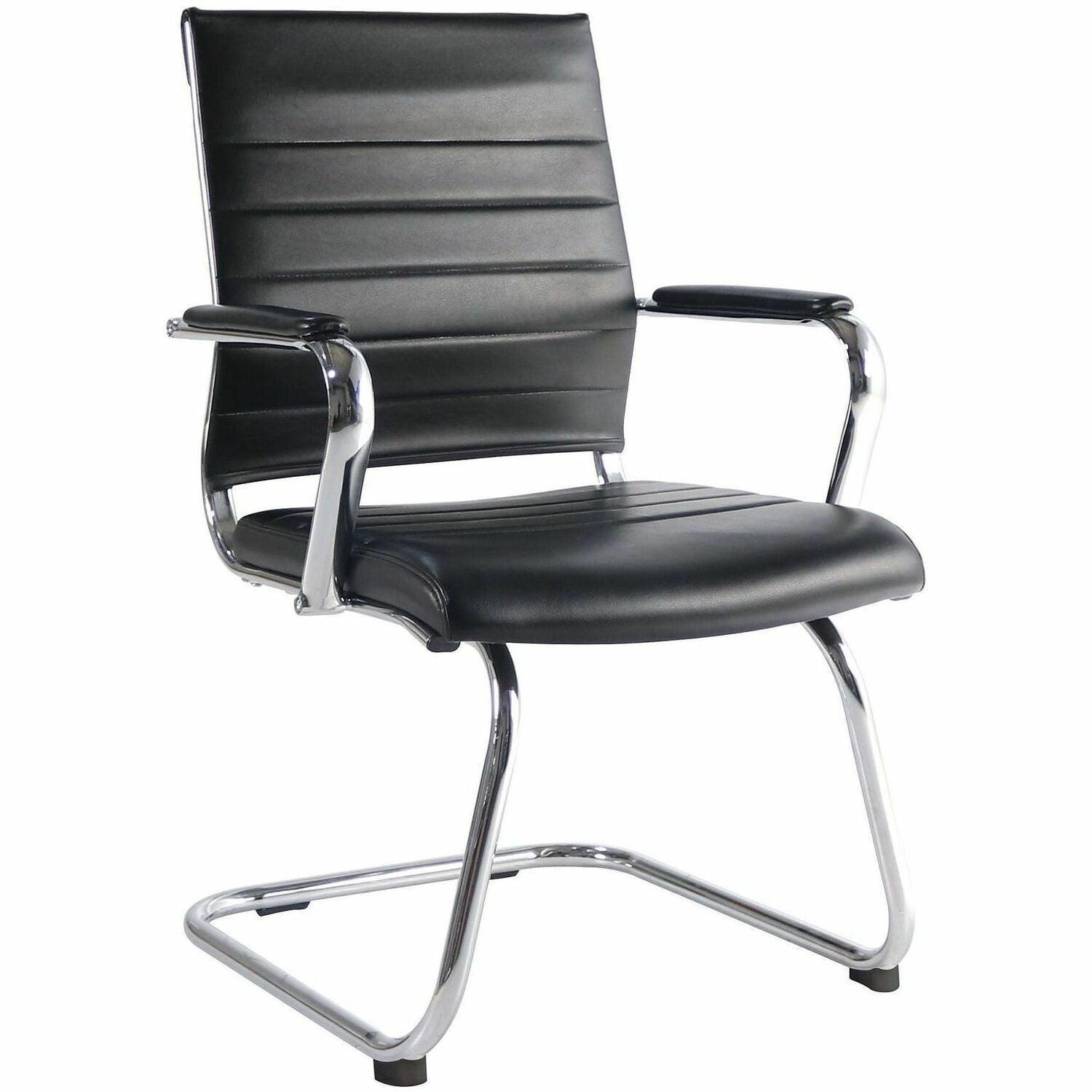 Chrome Frame Material - Cantilever Base - Black - Leather, Chrome - Armrest - 1 Each