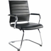 Chrome Frame Material - Cantilever Base - Black - Leather, Chrome - Armrest - 1 Each