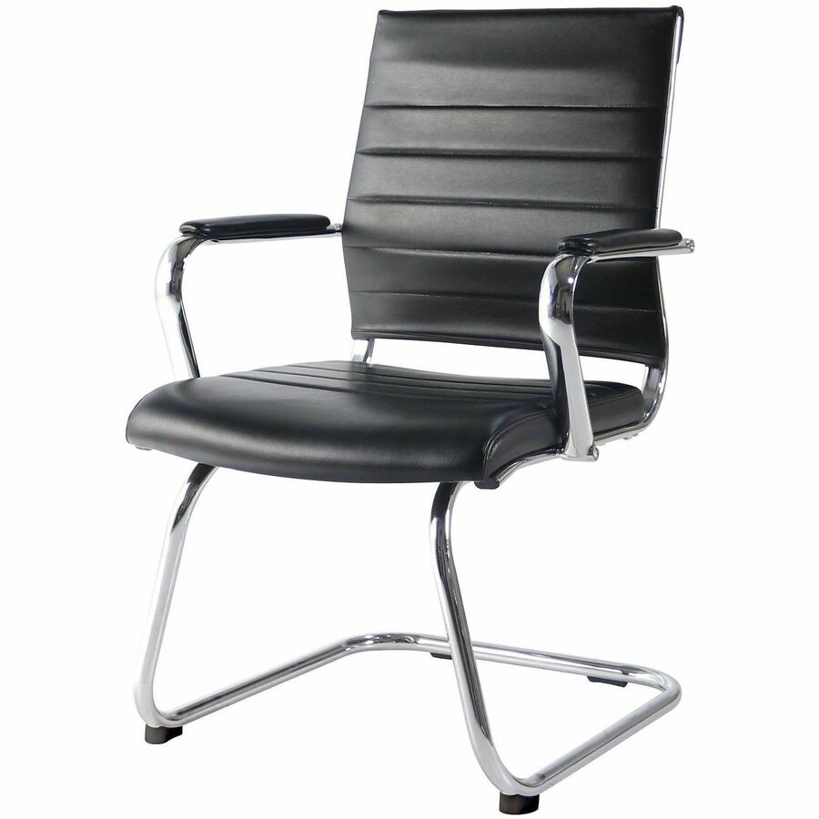 Chrome Frame Material - Cantilever Base - Black - Leather, Chrome - Armrest - 1 Each