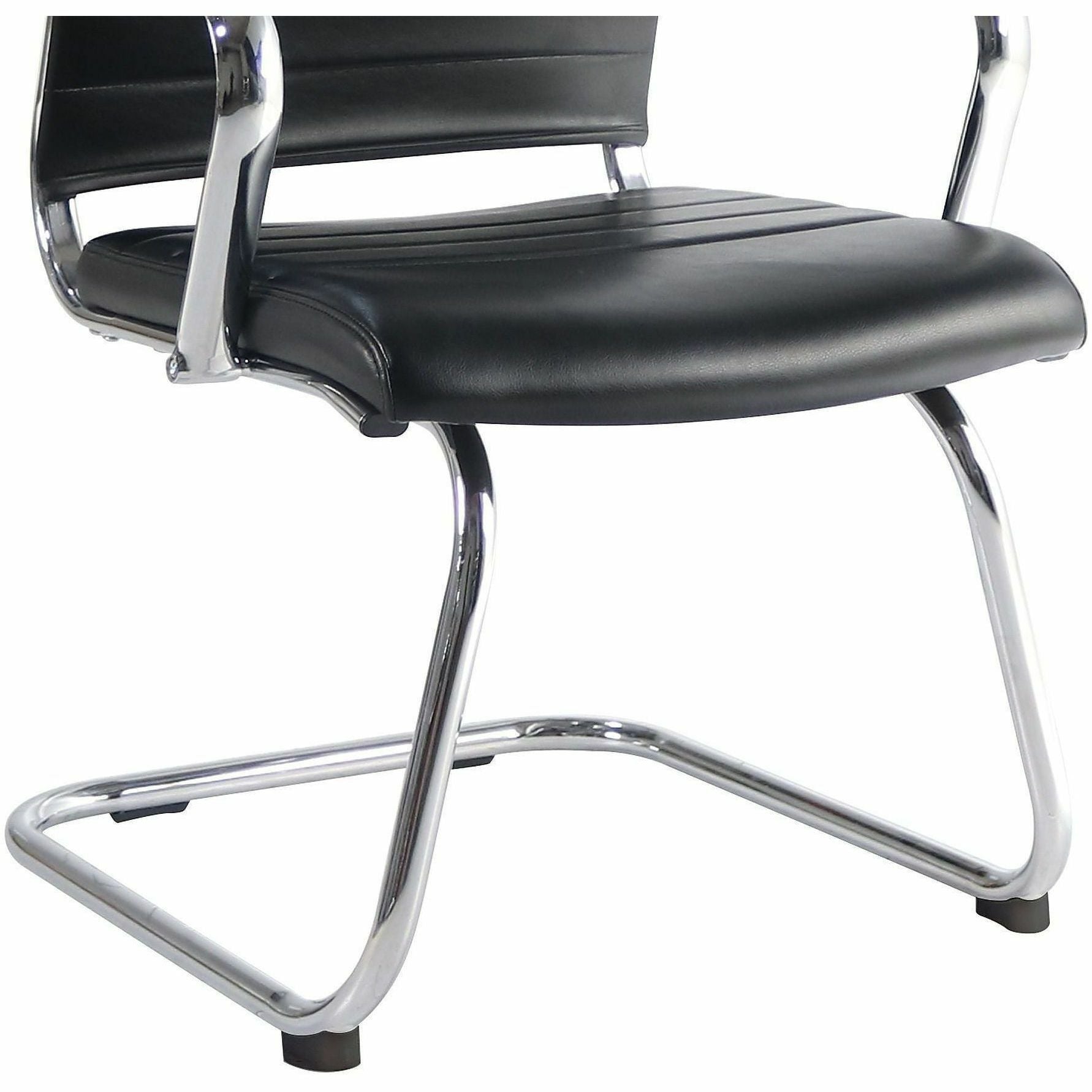 Chrome Frame Material - Cantilever Base - Black - Leather, Chrome - Armrest - 1 Each