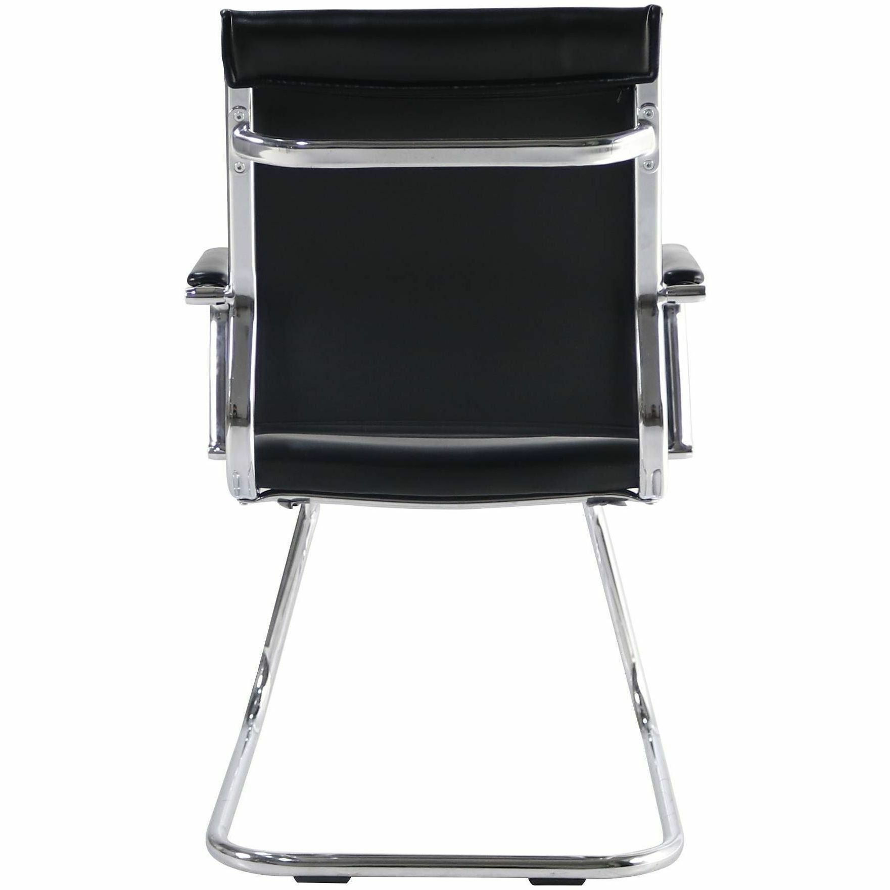 Chrome Frame Material - Cantilever Base - Black - Leather, Chrome - Armrest - 1 Each