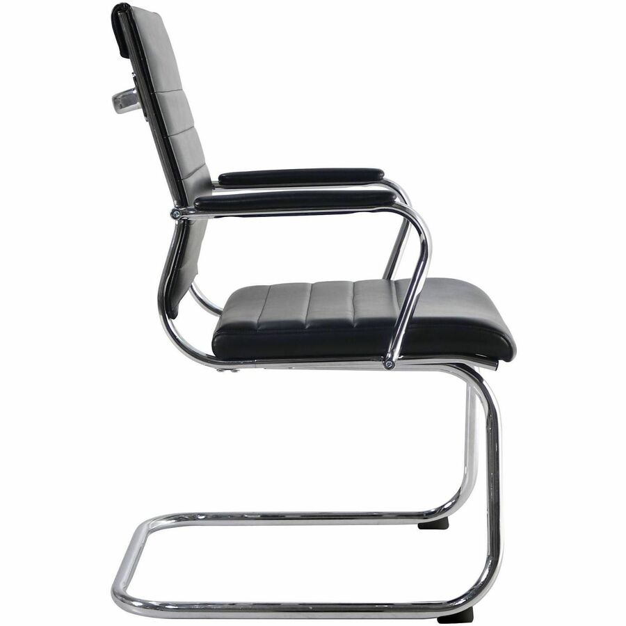 Chrome Frame Material - Cantilever Base - Black - Leather, Chrome - Armrest - 1 Each