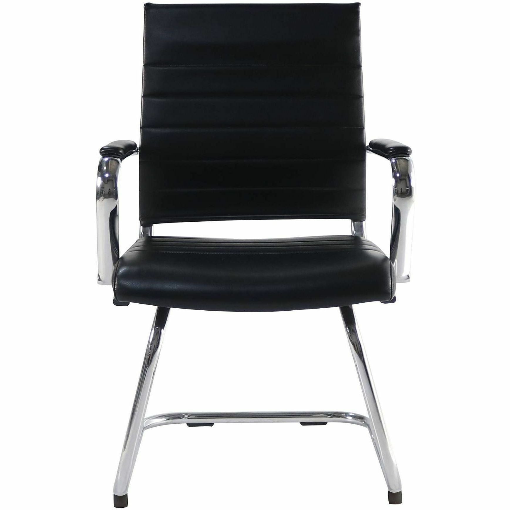 Chrome Frame Material - Cantilever Base - Black - Leather, Chrome - Armrest - 1 Each