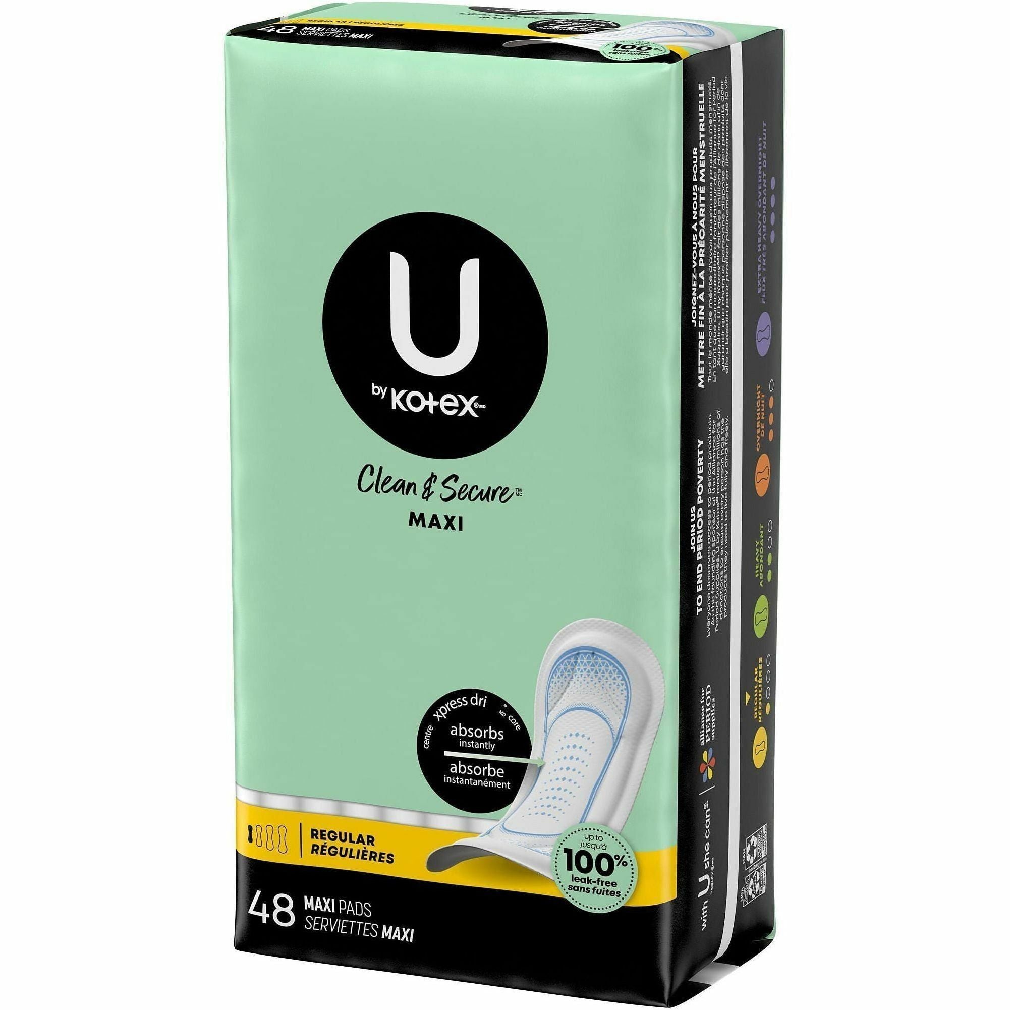 Maxi - Regular Absorbency, Anti-leak, Chlorine-free, Fragrance-free, Hypoallergenic, Pesticide-free, Latex-free - 48 / Pack