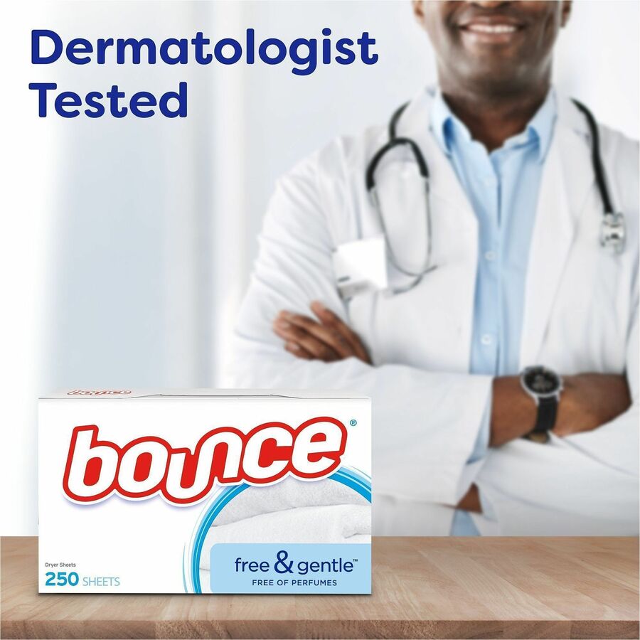 Bounce Free & Gentle Dryer Sheets, Hypoallergenic, Fragrance-Free, Dye-Free, White, 240 Sheets per Box