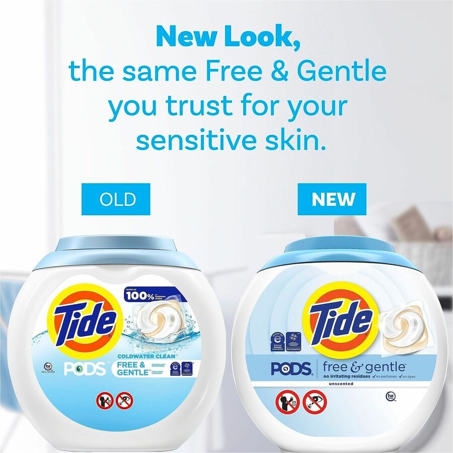 For Washing Machine, Laundry, Clothes - Concentrate - Pod - 56 oz (3.50 lb) - Recommended For: Stain Remover - Hypoallergenic, Dye-free, Color Safe, Unscented, Non-irritating - White - 76/Tub - 4 / Carton