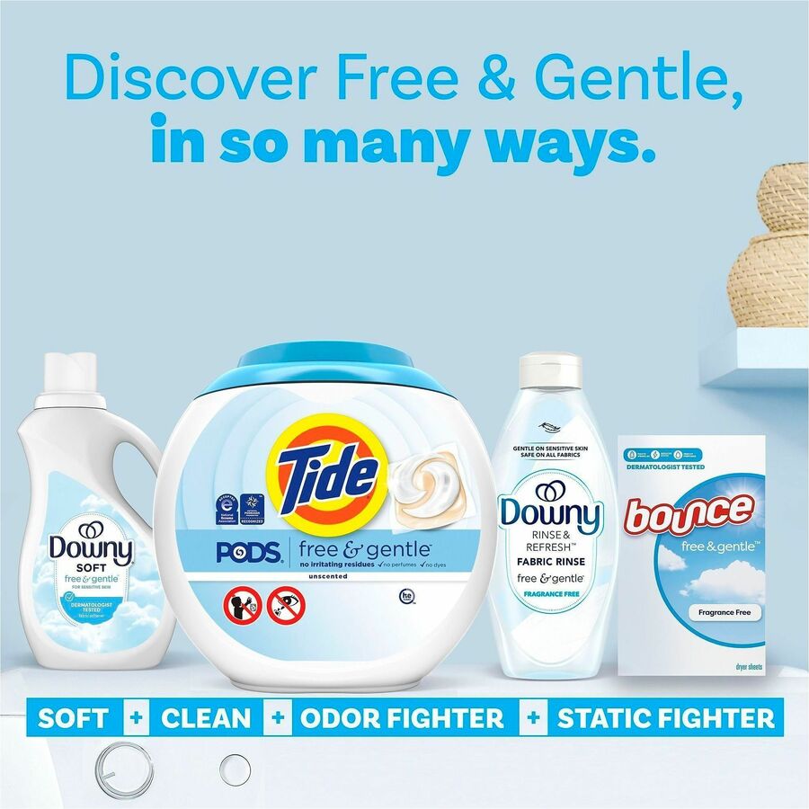 For Washing Machine, Laundry, Clothes - Concentrate - Pod - 56 oz (3.50 lb) - Recommended For: Stain Remover - Hypoallergenic, Dye-free, Color Safe, Unscented, Non-irritating - White - 76/Tub - 4 / Carton