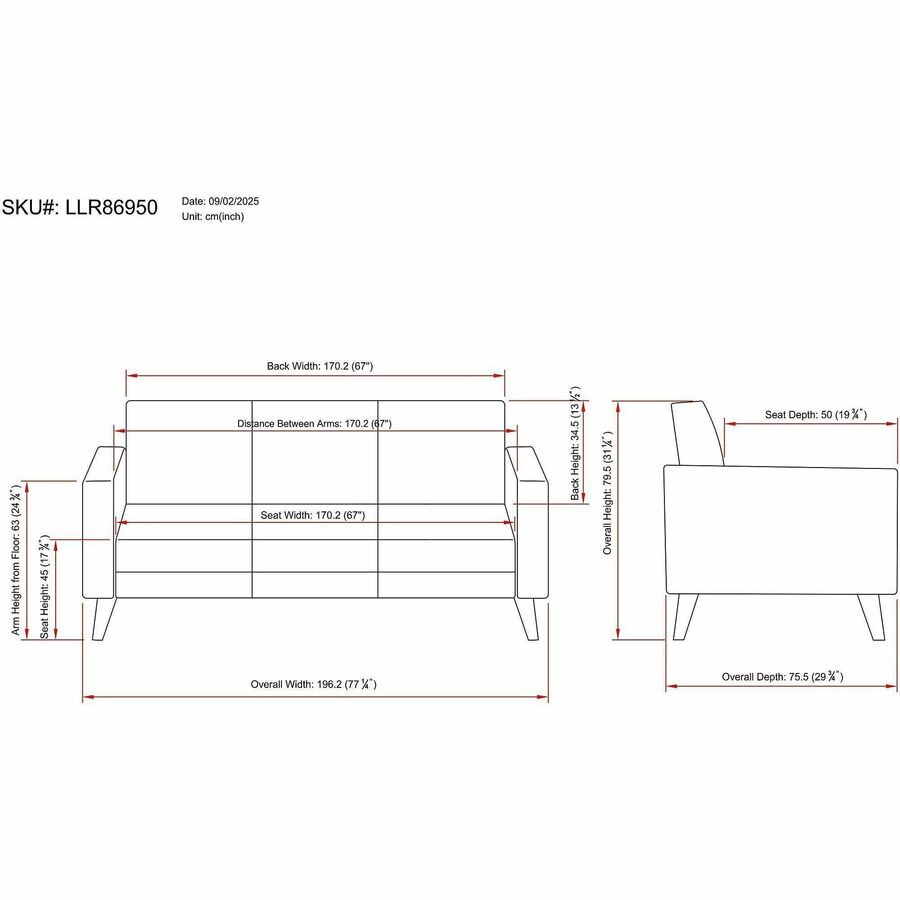 77.3" x 29.8" x 31" Overall Dimension - 1 / Each