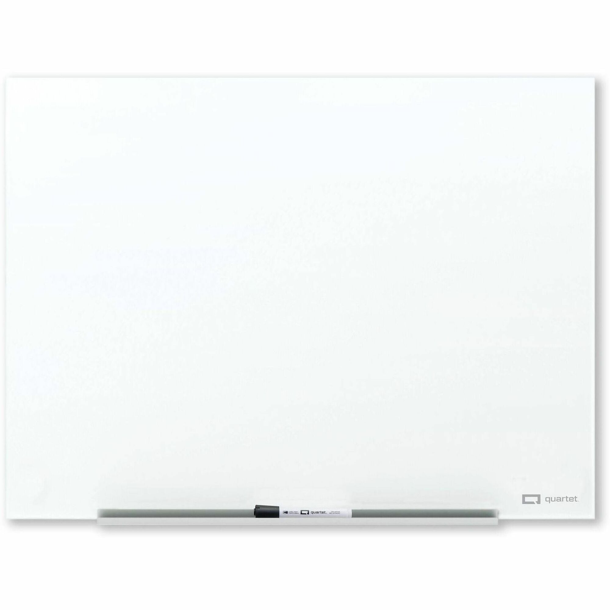Quartet InvisaMount Anti-Glare Magnetic Glass Dry-Erase Board, 48" x 36", White, 1 Each