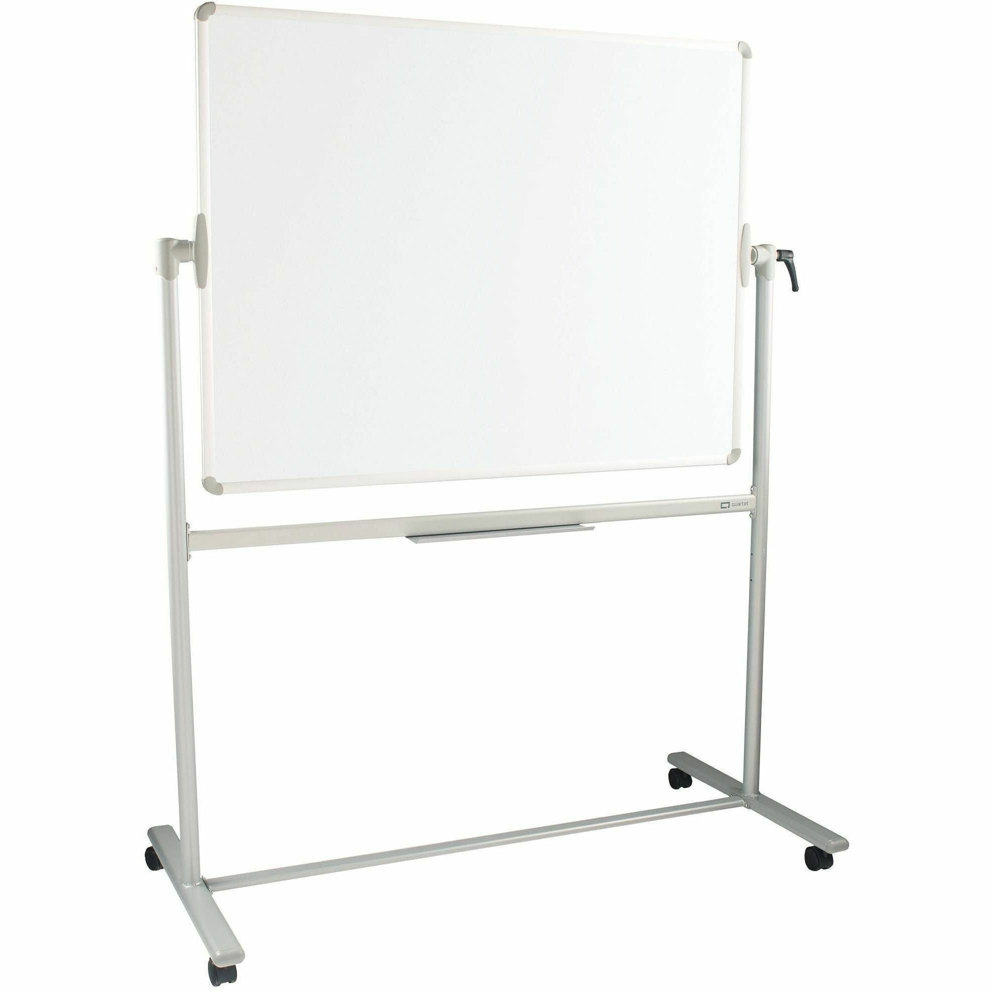 48" (4 ft) Width x 36" (3 ft) Height - White Surface - Silver Frame - Magnetic - Stain Resistant, Ghost Resistant, Rotate, Handle, Wheels - 1 Each