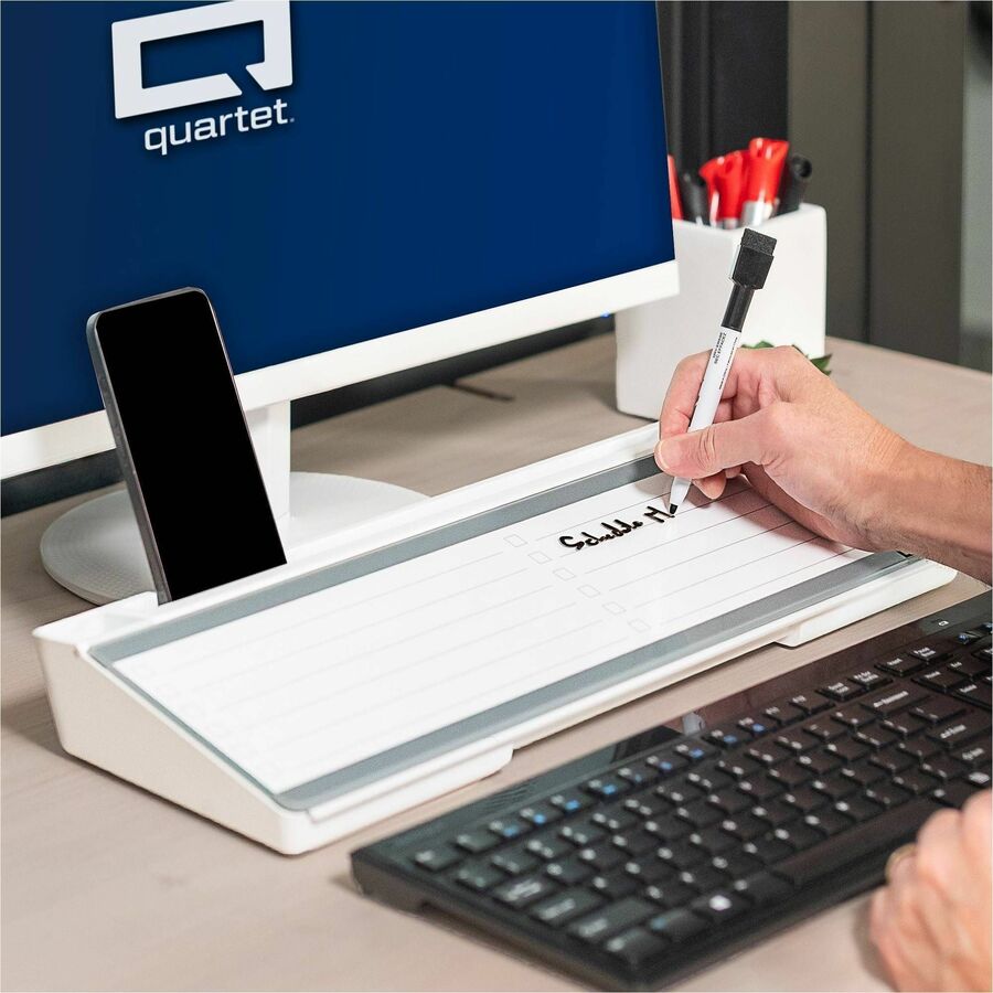 18" (1.5 ft) Width x 6" (0.5 ft) Height - White Glass Surface - Desktop - Non-absorbent, Stain Resistant, Ghost Resistant, Scratch Resistant, Dent Resistant - 1 Each
