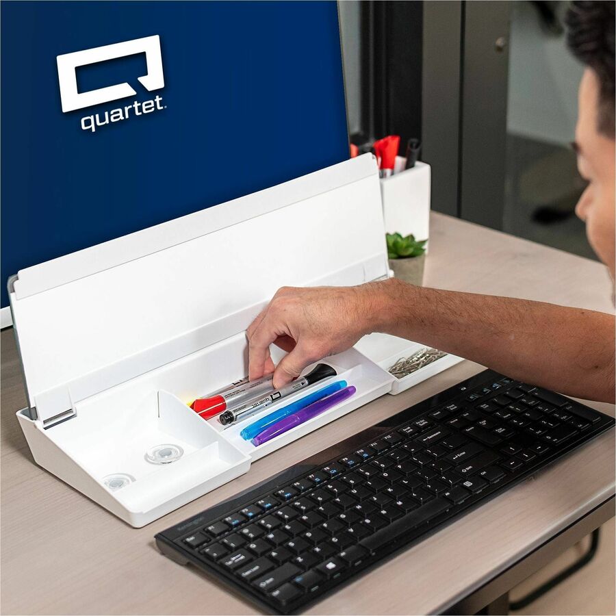 18" (1.5 ft) Width x 6" (0.5 ft) Height - White Glass Surface - Desktop - Non-absorbent, Stain Resistant, Ghost Resistant, Scratch Resistant, Dent Resistant - 1 Each