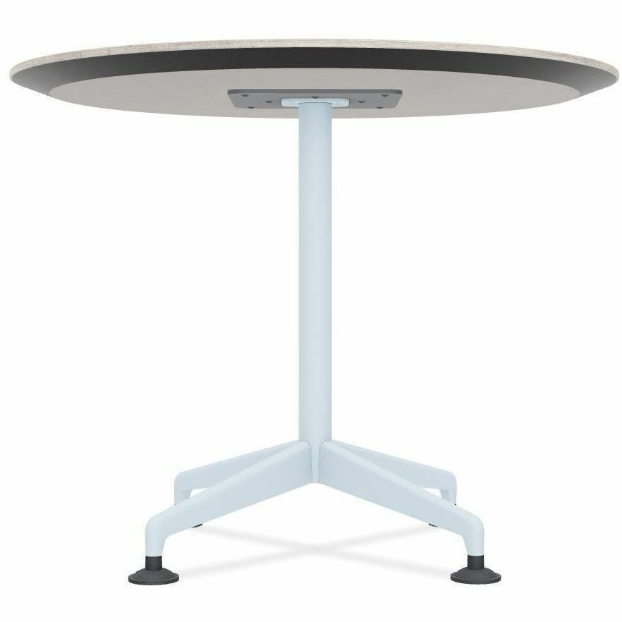 Special-T ZIA Series Round Hospitality Tables, 42" Diameter, 29" Height, Gray Driftwood High Pressure Laminate, Powder Coated X-Shaped Cast Aluminum/Steel Base, Mid-Century Modern Style, 6 Tables per Bundle