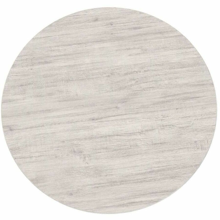 Special-T ZIA Series Round Hospitality Tables, 42" Diameter, 29" Height, Gray Driftwood High Pressure Laminate, Powder Coated X-Shaped Cast Aluminum/Steel Base, Mid-Century Modern Style, 6 Tables per Bundle