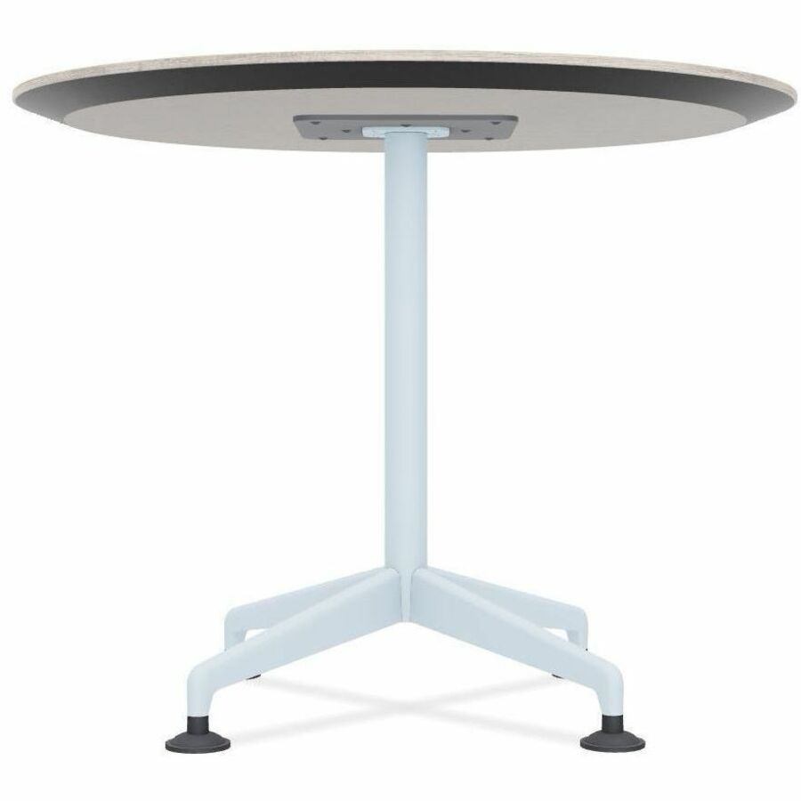 Special-T ZIA Series Round Hospitality Tables, 42" Diameter, 29" Height, Gray Driftwood High Pressure Laminate, Powder Coated X-Shaped Cast Aluminum/Steel Base, Mid-Century Modern Style, 6 Tables per Bundle