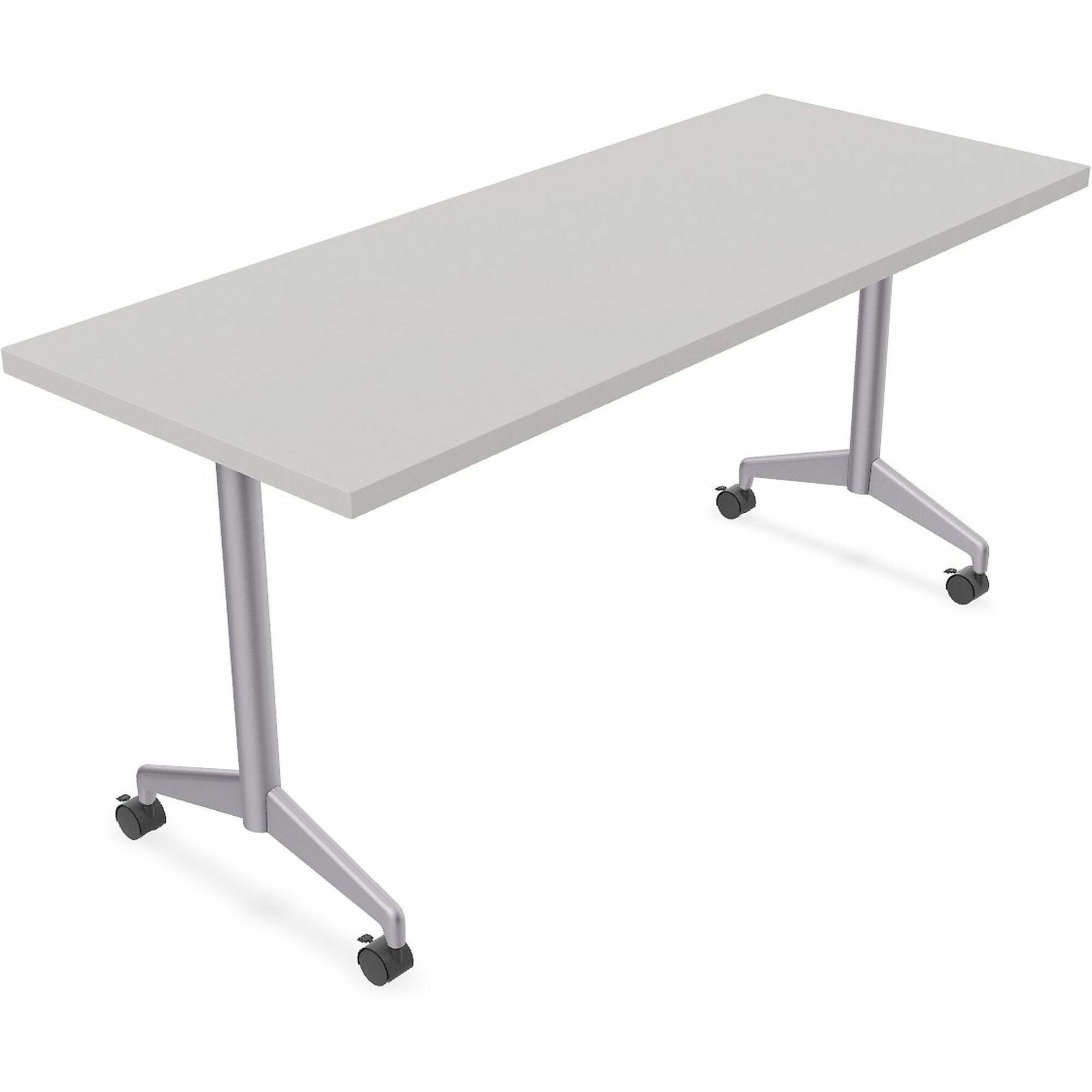 Special-T ZIA Series Training Tables Collection - Rectangle Top - Powder Coated T-shaped Base x 24" Table Top Width x 72" Table Top Depth - 29" Height - Training - Gray - High Pressure Laminate (HPL) - Cast Aluminum, Steel Base Material - 6 / Bundle