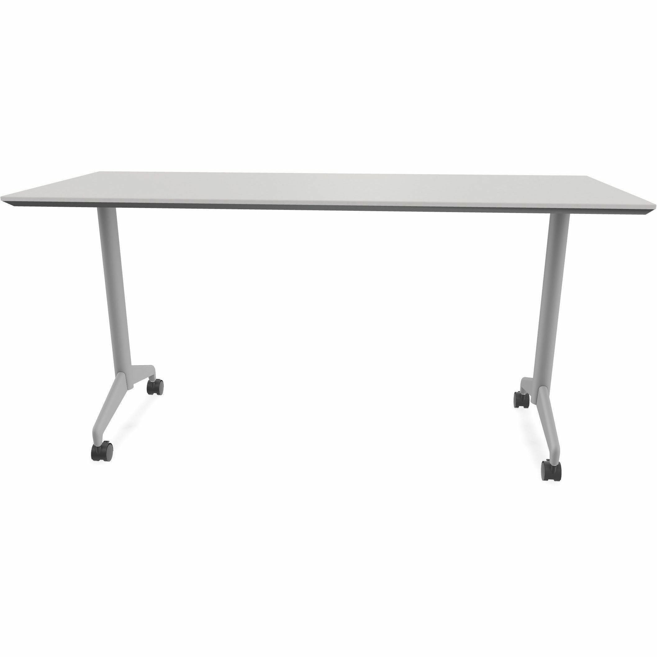 Special-T ZIA Series Training Tables Collection - Rectangle Top - Powder Coated T-shaped Base x 24" Table Top Width x 72" Table Top Depth - 29" Height - Training - Gray - High Pressure Laminate (HPL) - Cast Aluminum, Steel Base Material - 6 / Bundle