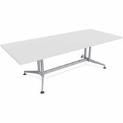 Special-T ZIA Series Conference Table, Rectangle Top, 84" W x 48" D x 29" H, White High Pressure Laminate, Powder Coated Double Column Cast Aluminum/Steel Base, 2 Tables per Bundle