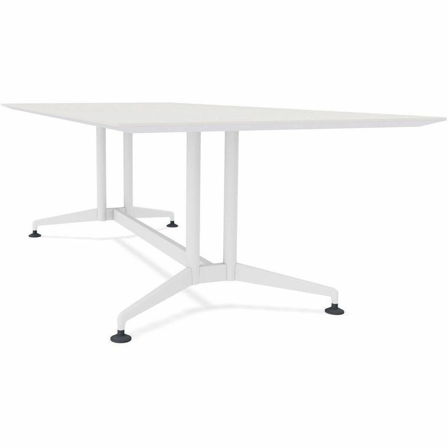 Special-T ZIA Series Conference Table, Rectangle Top, 84" W x 48" D x 29" H, White High Pressure Laminate, Powder Coated Double Column Cast Aluminum/Steel Base, 2 Tables per Bundle