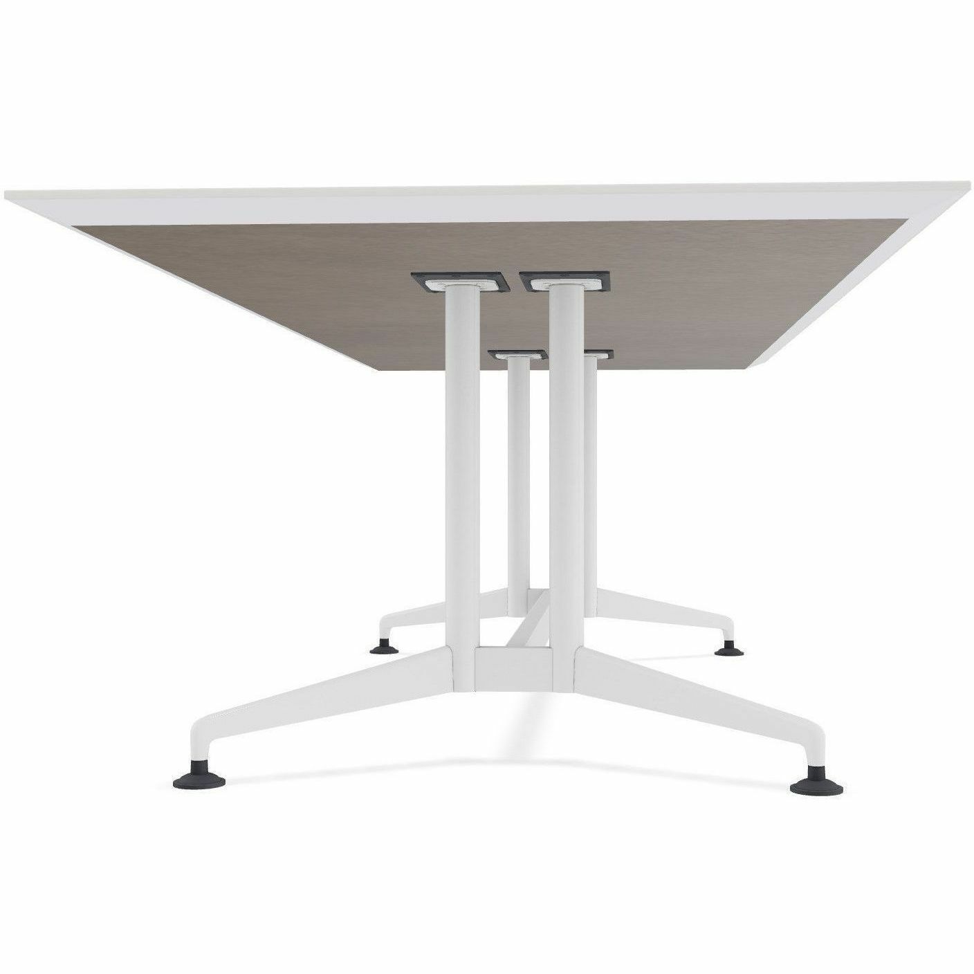 Special-T ZIA Series Conference Table, Rectangle Top, 84" W x 48" D x 29" H, White High Pressure Laminate, Powder Coated Double Column Cast Aluminum/Steel Base, 2 Tables per Bundle