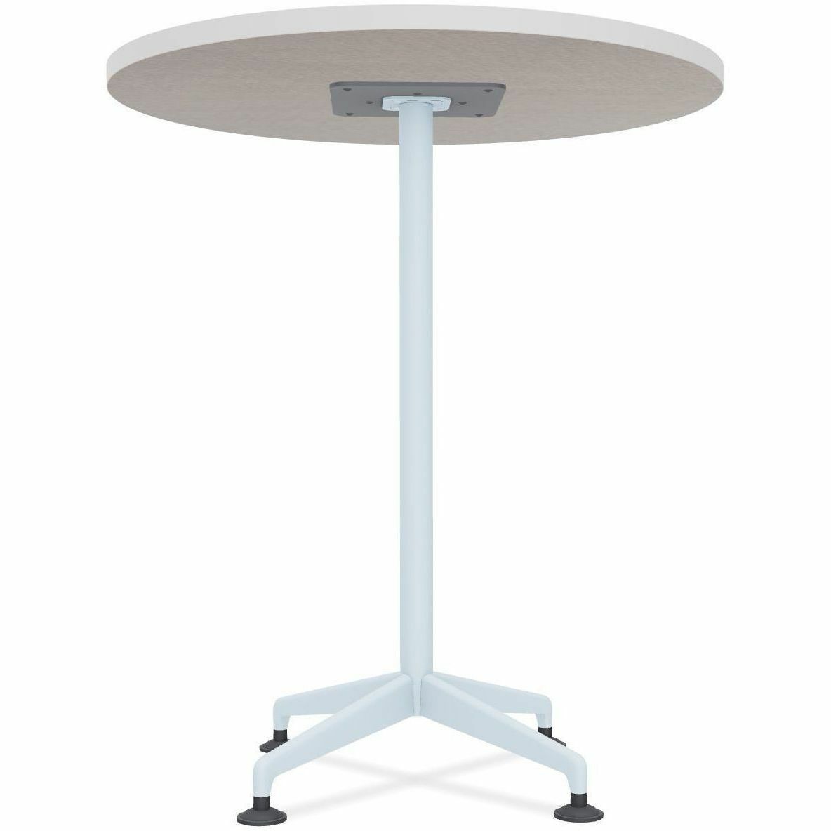 Special-T ZIA Series Round Hospitality Tables, 42" Diameter, 42" Height, White High Pressure Laminate, Powder Coated X-shaped Cast Aluminum/Steel Base, Mid-Century Modern Style, 6 Tables per Bundle