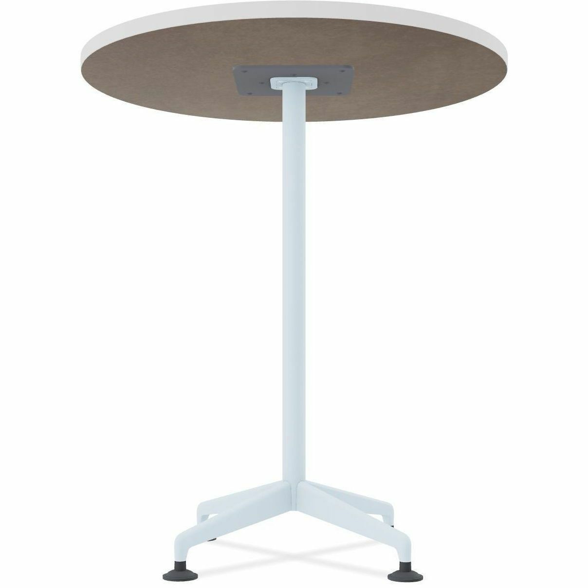 Special-T ZIA Series Round Hospitality Tables, 42" Diameter, 42" Height, White High Pressure Laminate, Powder Coated X-shaped Cast Aluminum/Steel Base, Mid-Century Modern Style, 6 Tables per Bundle