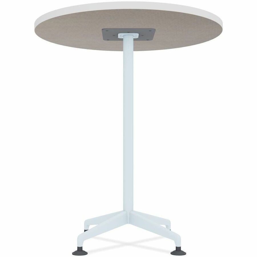 Special-T ZIA Series Round Hospitality Tables, 42" Diameter, 42" Height, White High Pressure Laminate, Powder Coated X-shaped Cast Aluminum/Steel Base, Mid-Century Modern Style, 6 Tables per Bundle