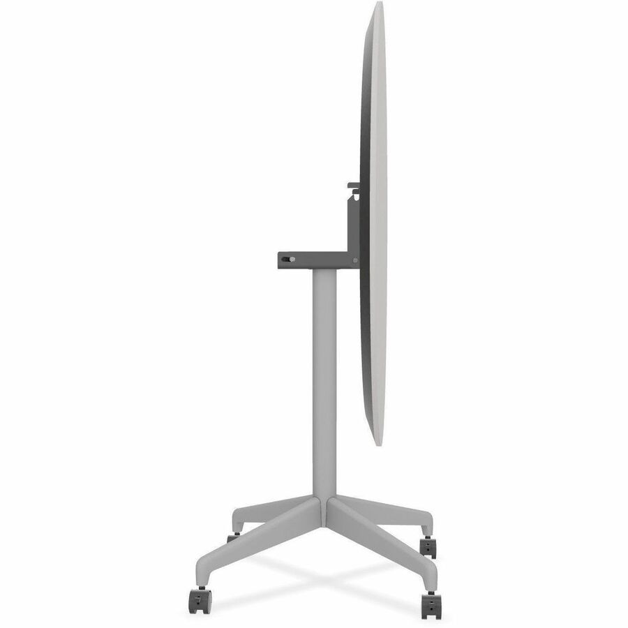 Special-T ZIA Series Round Hospitality Tables, 42" Diameter, 29" Height, Gray High Pressure Laminate Top, Powder Coated X-Shaped Cast Aluminum and Steel Base, Mid-Century Modern Style, 6 Tables per Bundle