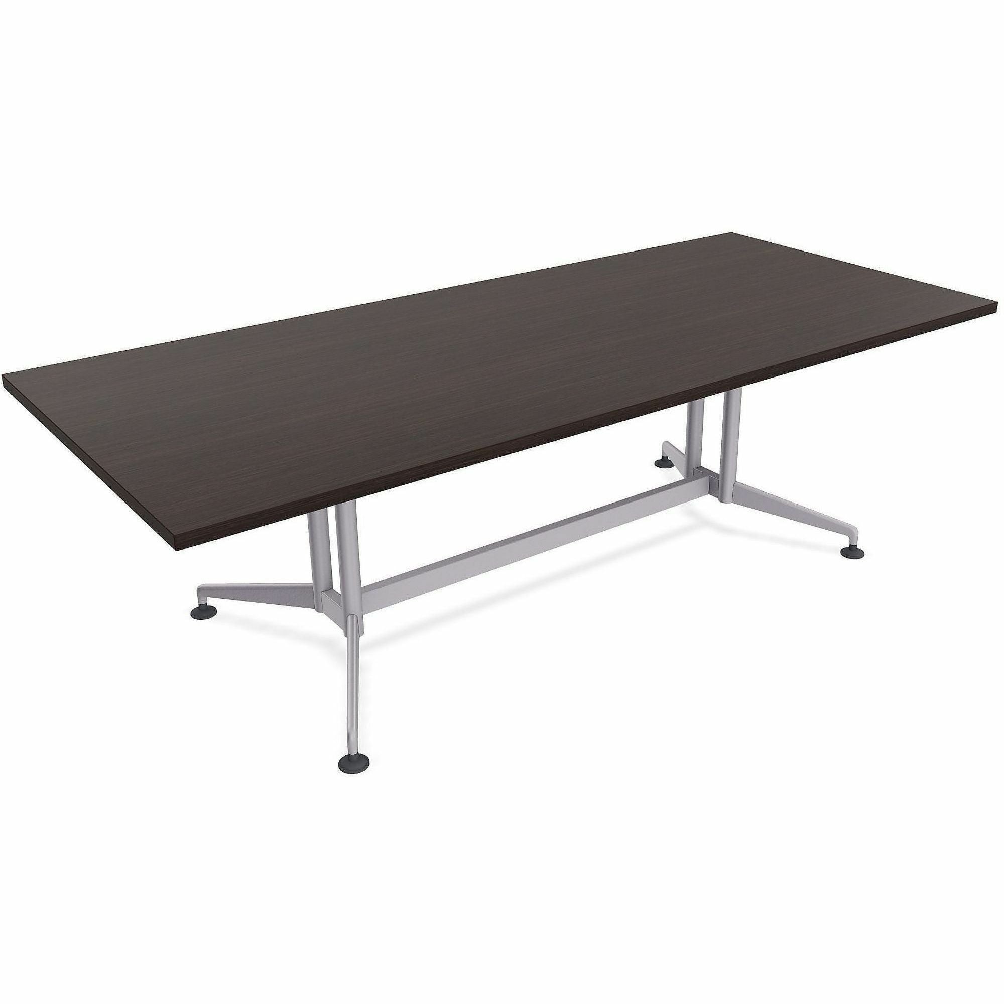 Special-T ZIA Series Conference Table, Rectangle Top, 84" W x 48" D x 29" H, Ebony Recon High Pressure Laminate, Powder Coated Double Column Cast Aluminum/Steel Base, 2 Tables per Bundle