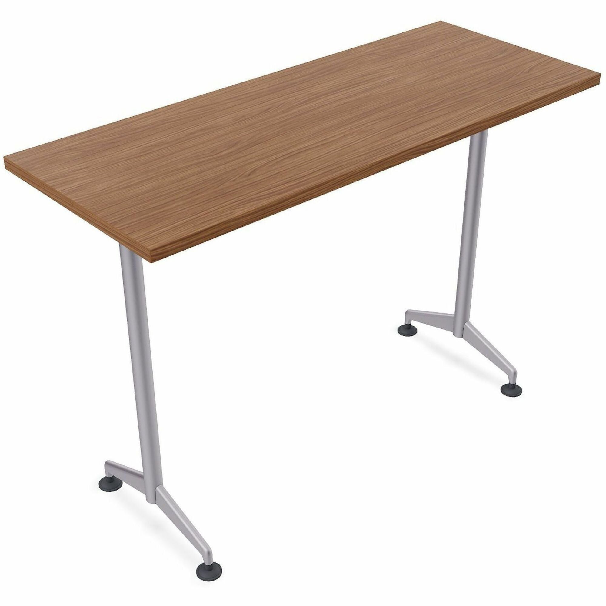 Special-T ZIA Series Training Tables, Rectangle, 24" x 72" x 42", Walnut High Pressure Laminate, Powder Coated T-shaped Cast Aluminum/Steel Base, 6 Tables per Bundle