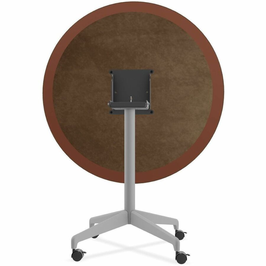 Special-T ZIA Series Round Hospitality Tables, 42" Diameter, 29" Height, Walnut High Pressure Laminate Top, Powder Coated X-Shaped Cast Aluminum/Steel Base, Mid-Century Modern Style, 6 per Bundle