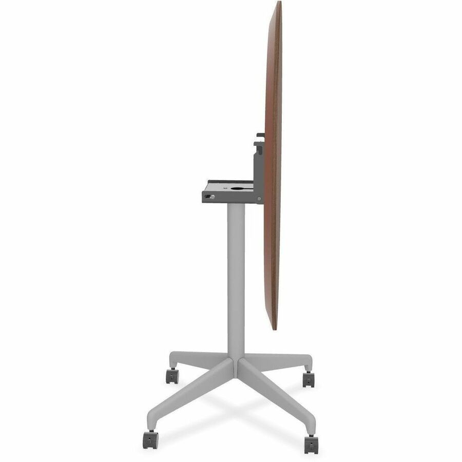 Special-T ZIA Series Round Hospitality Tables, 42" Diameter, 29" Height, Walnut High Pressure Laminate Top, Powder Coated X-Shaped Cast Aluminum/Steel Base, Mid-Century Modern Style, 6 per Bundle