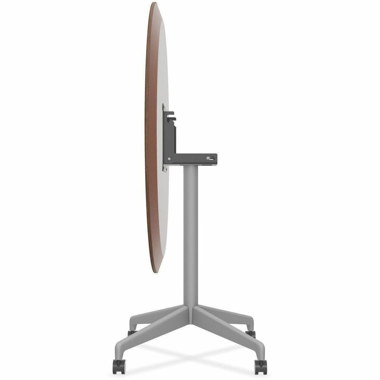 Special-T ZIA Series Round Hospitality Tables, 42" Diameter, 29" Height, Walnut High Pressure Laminate Top, Powder Coated X-Shaped Cast Aluminum/Steel Base, Mid-Century Modern Style, 6 per Bundle