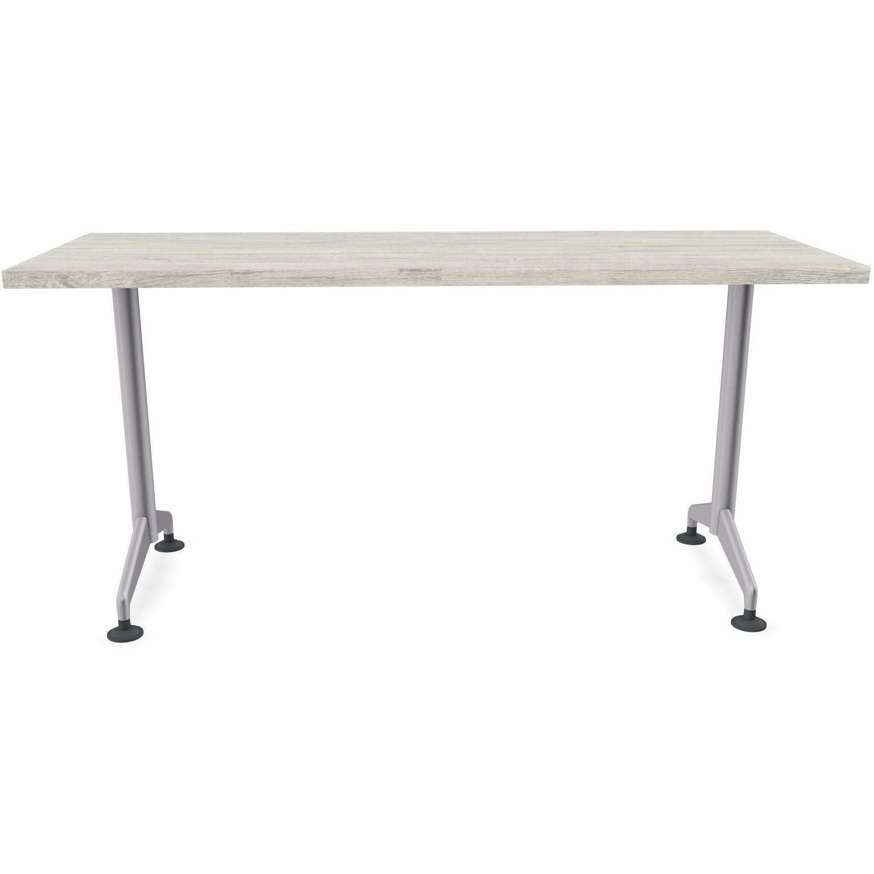 Special-T ZIA Series Training Tables, Rectangle, 24" x 48", Gray Driftwood, High Pressure Laminate, Powder Coated T-shaped Base, Cast Aluminum/Steel, Foldable, Flip-top, 6 Tables per Bundle