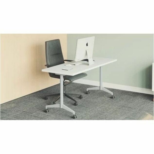 Special-T ZIA Series Training Tables, Rectangle, 24" x 48", Gray Driftwood, High Pressure Laminate, Powder Coated T-shaped Base, Cast Aluminum/Steel, Foldable, Flip-top, 6 Tables per Bundle