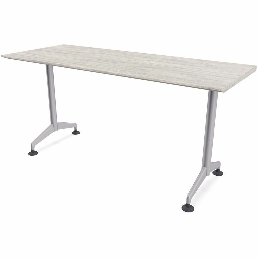 Special-T ZIA Series Training Tables, Rectangle, 24" x 48", Gray Driftwood, High Pressure Laminate, Powder Coated T-shaped Base, Cast Aluminum/Steel, Foldable, Flip-top, 6 Tables per Bundle