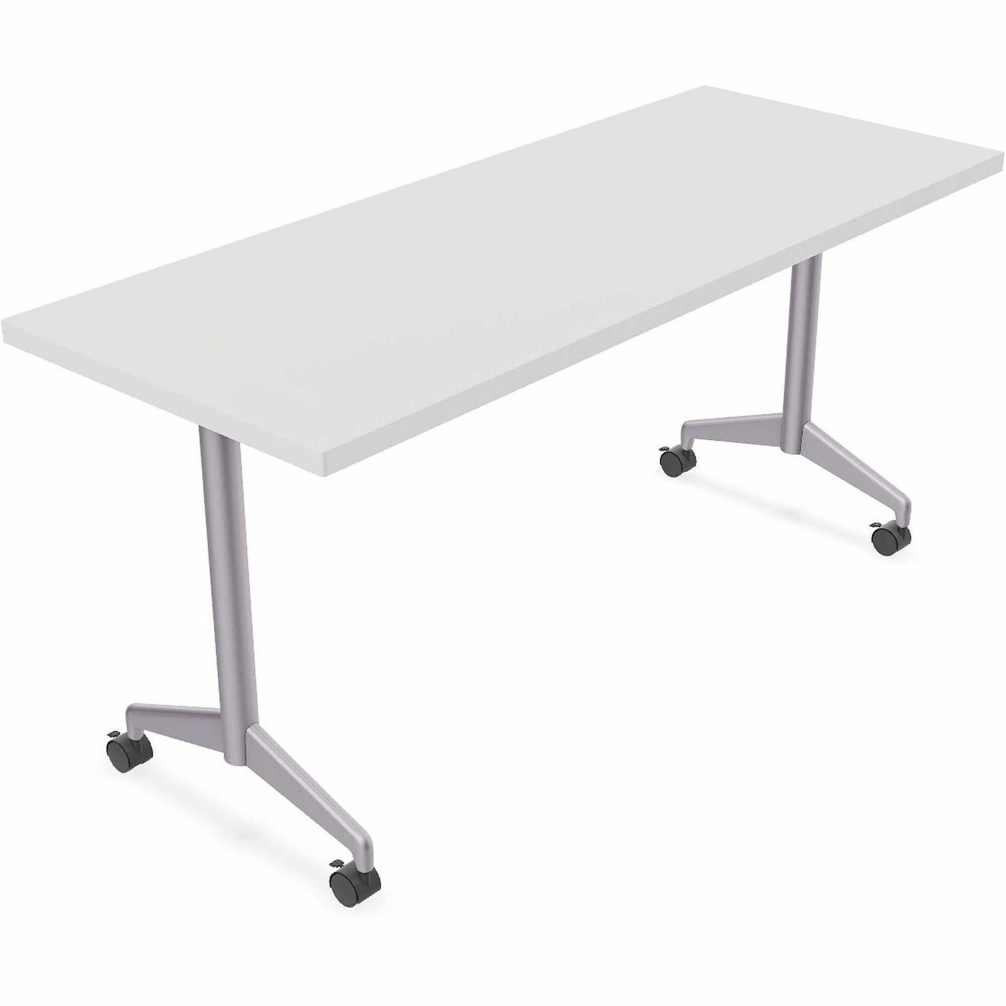 Special-T ZIA Series Training Tables, Rectangle, 24" x 72", 29" High, White HPL Top, Powder Coated T-shaped Cast Aluminum/Steel Base, Foldable, Flip-top, 6 Tables per Bundle