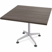 Special-T ZIA Series Hospitality Tables, Square 36"x36", 29" Height, Gray Driftwood High Pressure Laminate, Powder Coated X-Shaped Cast Aluminum/Steel Base, Mid-Century Modern Style, 8 per Bundle