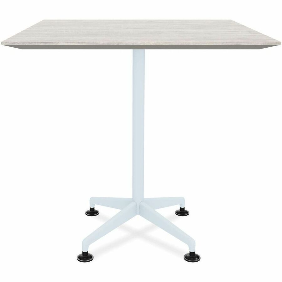 Special-T ZIA Series Hospitality Tables, Square 36"x36", 29" Height, Gray Driftwood High Pressure Laminate, Powder Coated X-Shaped Cast Aluminum/Steel Base, Mid-Century Modern Style, 8 per Bundle
