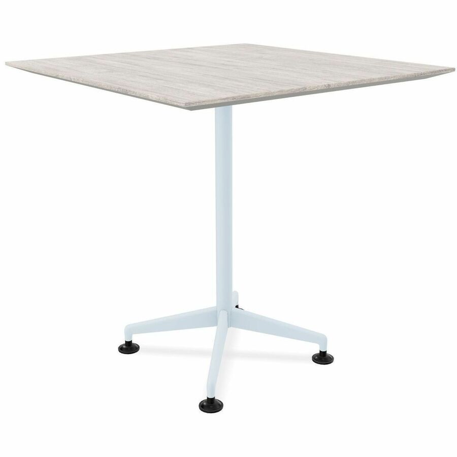 Special-T ZIA Series Hospitality Tables, Square 36"x36", 29" Height, Gray Driftwood High Pressure Laminate, Powder Coated X-Shaped Cast Aluminum/Steel Base, Mid-Century Modern Style, 8 per Bundle
