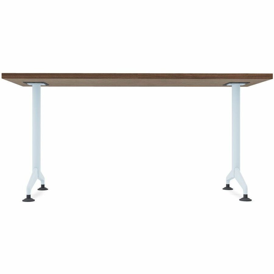 Special-T ZIA Series Training Tables, Rectangle Top, 24" x 60", 42" Height, Walnut High Pressure Laminate, Powder Coated T-shaped Cast Aluminum/Steel Base, 8 per Bundle